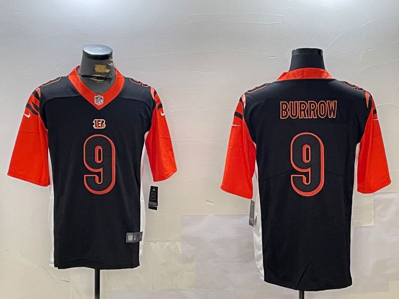 Men Cincinnati Bengals #9 Burrow Black Second generation 2024 Nike Limited NFL Jersey style 1->cincinnati bengals->NFL Jersey